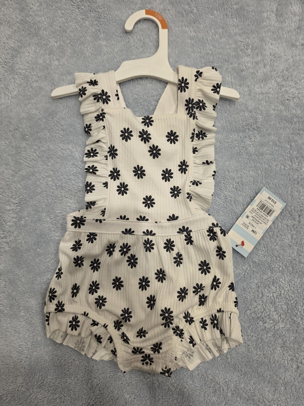 White Floral Ruffle Baby Romper